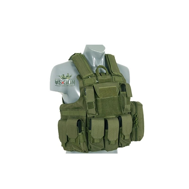 Chaleco Ciras OD Verde táctico con camuflaje y sistema MOLLE completo