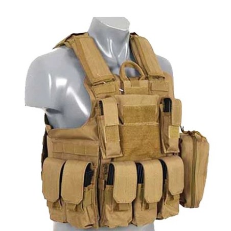 Chaleco Ciras Tan táctico con sistema MOLLE y ajuste completo