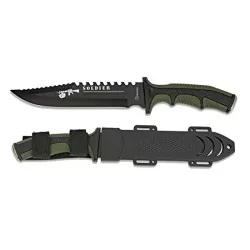 CUCHILLO ALBAINOX SOLDIER FUNDA ABS VERDE-NEGRO VISTA FRONTAL