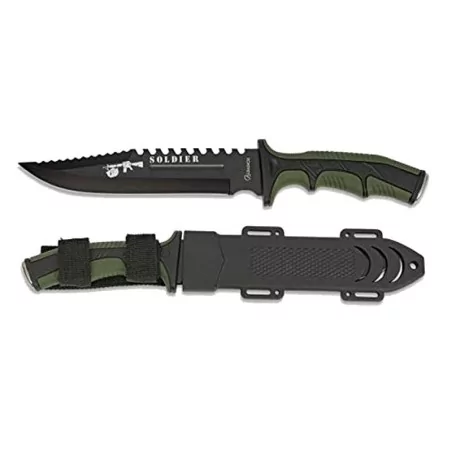 CUCHILLO ALBAINOX SOLDIER FUNDA ABS VERDE-NEGRO VISTA FRONTAL