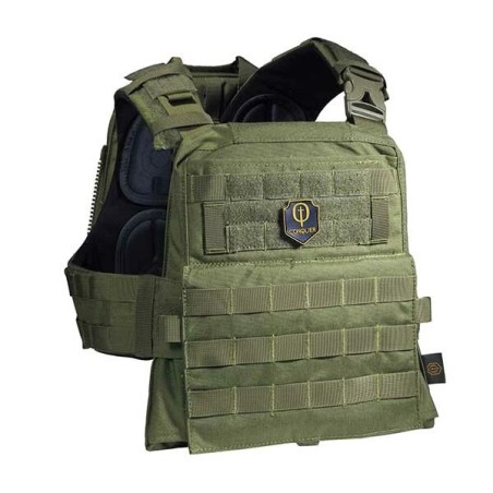 Chaleco Conquer CVS Plate Carrier Verde OD ajustable con compatibilidad para placas