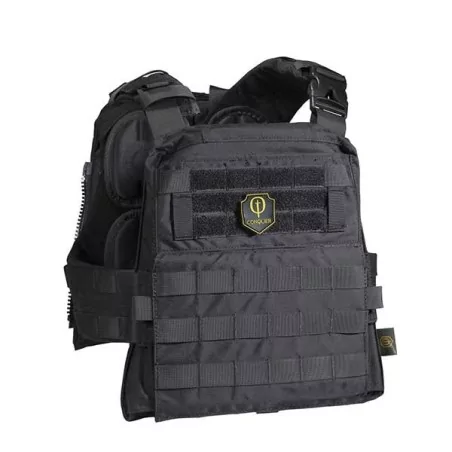 Chaleco Conquer CVS Plate Carrier Negro con ajuste modular y compatibilidad con placas