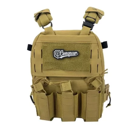 Chaleco Conquer MTPC COYOTE con sistema MOLLE y ajuste ergonómico