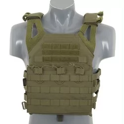 Chaleco JPC OD verde con placas balísticas y sistema MOLLE táctico