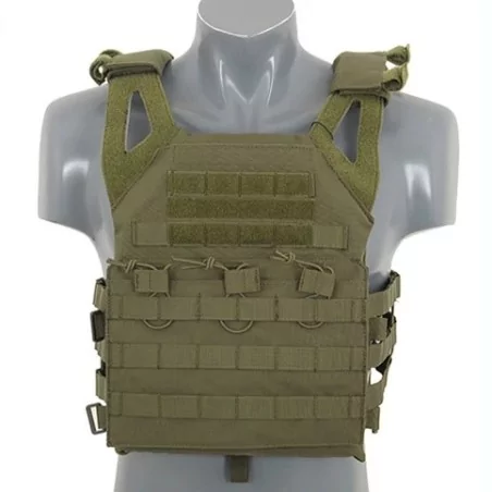 Chaleco JPC OD verde con placas balísticas y sistema MOLLE táctico