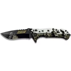 NAVAJA ALBAINOX ASISTIDA 8.2CM DISEÑO IMAGENES IMPRESAS ARMY