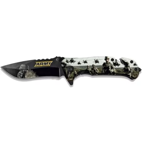 NAVAJA ALBAINOX ASISTIDA 8.2CM DISEÑO IMAGENES IMPRESAS ARMY