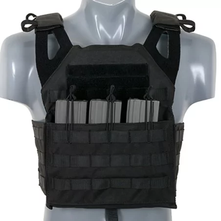 Chaleco JPC Negro 8 Fields con placas balísticas y sistema MOLLE táctico