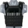 Chaleco JPC Negro 8 Fields con placas balísticas y sistema MOLLE táctico
