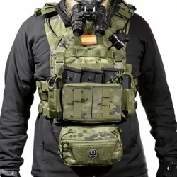 Chaleco MPC Conquer Full Set SW Boscoso con camuflaje táctico para entornos forestales