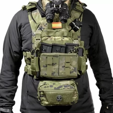 Chaleco MPC Conquer Full Set SW Boscoso con camuflaje táctico para entornos forestales