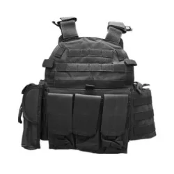 Chaleco táctico 6094-A negro con diseño modular y perfil bajo
