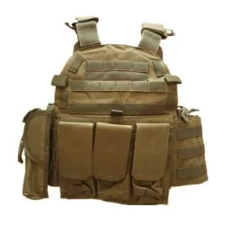 Chaleco táctico 6094-A Tan con diseño modular y color arena para entornos abiertos