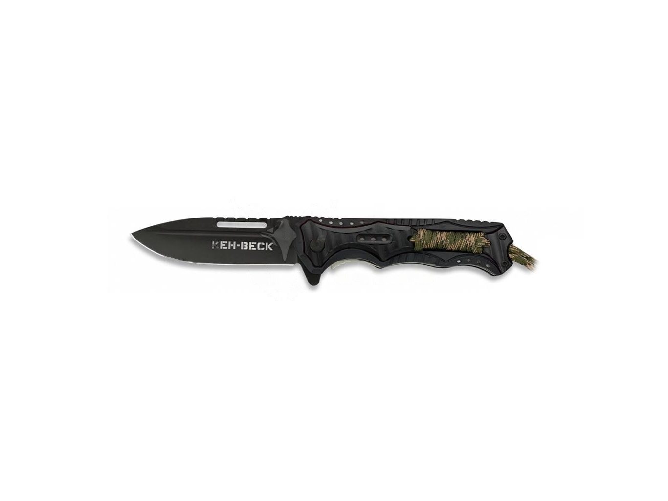 NAVAJA ALBAINOX CON CUERDA 9.5CM CAMO NEGRA