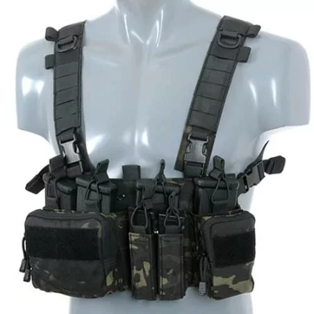 Chest Rig Sniper/DMR Multicam Black con camuflaje táctico urbano y diseño ergonómico