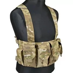 Chaleco Chest Rig Multicam compacto con camuflaje táctico y diseño funcional