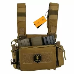 Micro Chest Rig Conquer Coyote Brown compacto y táctico para alta movilidad
