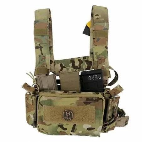 Micro Chest Rig Conquer Multicam compacto con camuflaje táctico optimizado