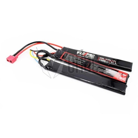 Batería LiPo VLC Pro 11.1V 1300mAh 25-50C, formato nunchuck de 3 módulos con conector T-Dean.