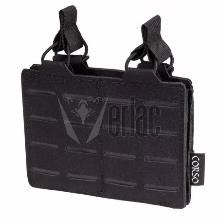 pouch doble cargador M4 negro con sistema molle y diseño láser-cut