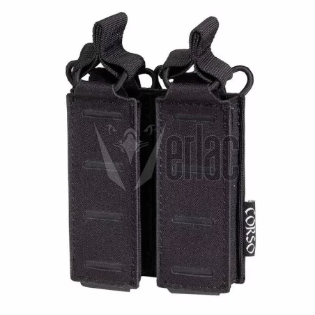 pouch doble cargador pistola negro con diseño láser y sistema molle