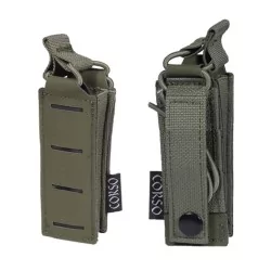 pouch simple cargador pistola verde con diseño láser y sistema molle