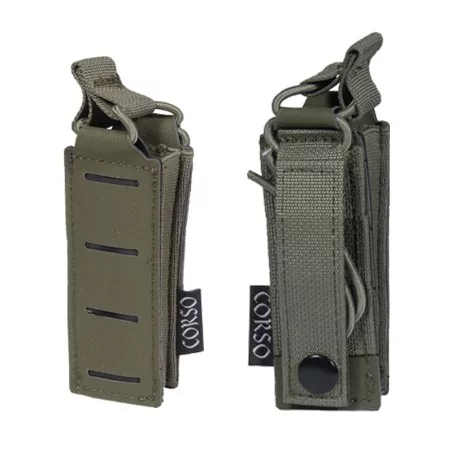 pouch simple cargador pistola verde con diseño láser y sistema molle