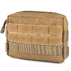 Pouch porta accesorios deluxe tan con compartimentos para equipo táctico de airsoft