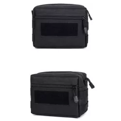 Pouch porta accesorios multiusos negro con diseño táctico para partidas de airsoft