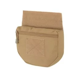 Pouch drop-down tan para chaleco táctico con sistema MOLLE y diseño frontal abatible