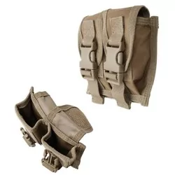 Pouch molle doble tan para granada con sistema MOLLE y diseño resistente
