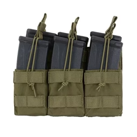 Pouch modular triple OD verde para cargadores M4 con sistema molle