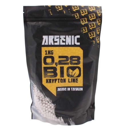 Bolas Arsenic Krypton Bio blancas 0.28g en bolsa de 1kg biodegradables