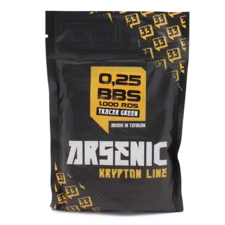 Bolas Arsenic Krypton trazadoras verdes 0.25g pack 1000rds efecto visible