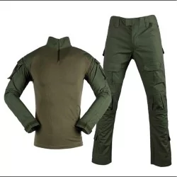 Uniforme táctico verde OD con rodilleras y coderas integradas