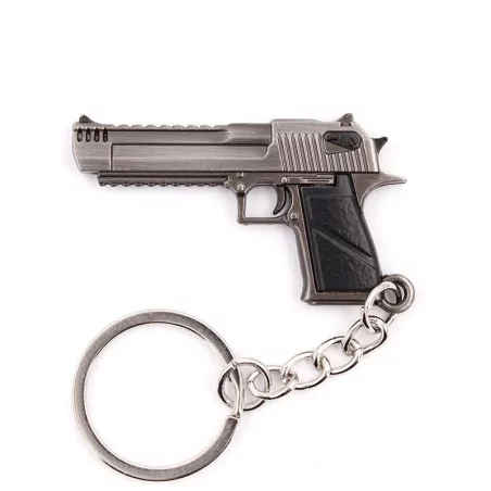 Llavero metálico Desert Eagle 5 cm color plateado con diseño realista