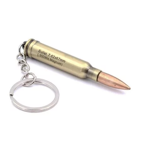 Llavero bala dorado de 7 cm con diseño táctico y realista para fans del airsoft