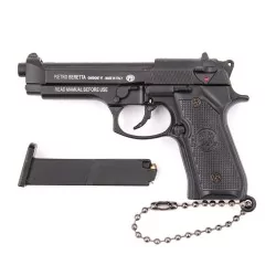 Llavero funcional pistola B92F negra 7.5 cm con partes móviles realistas