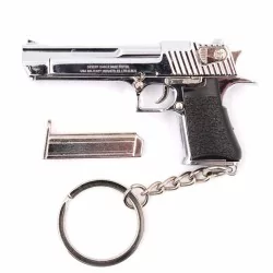 Llavero funcional Desert Eagle plateado 6.6 cm con partes móviles