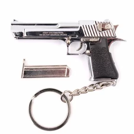Llavero funcional Desert Eagle plateado 6.6 cm con partes móviles