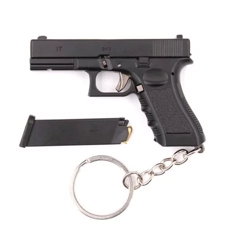 Llavero funcional G17 negro de 7 cm con diseño realista y partes móviles