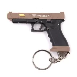 Llavero funcional pistola G34 tan/negra 7.5 cm con diseño realista y partes móviles
