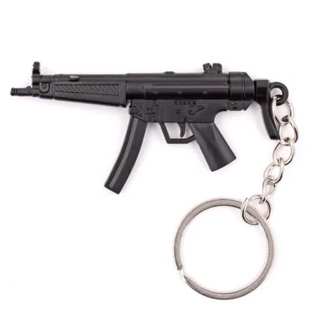 Llavero fusil MP5 negro 7 cm con diseño realista metálico
