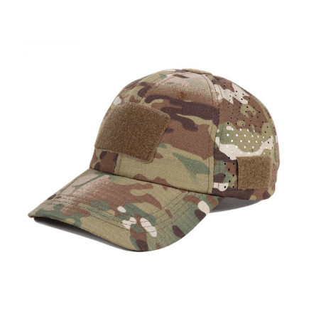 Gorra camuflaje multicam táctica con velcro y estilo béisbol