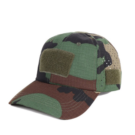 Gorra camuflaje woodland ajustable tipo béisbol con cierre de velcro