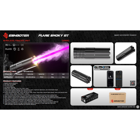 Silenciador Trazador Fogonazo Humo V900 Bluetooth Airsoft
