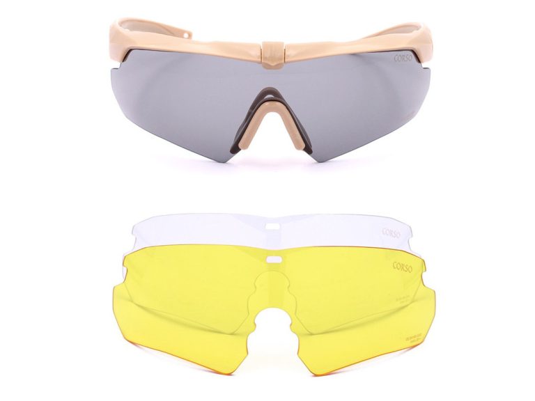 Gafa Corso Revenge Gunner con funda + 3 lentes intercambiables coyote