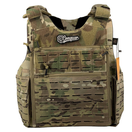 Chaleco Conquer BAC Multicam táctico portaplacas Cordura 1000D