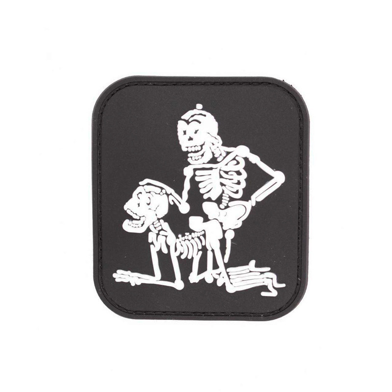 Parche Esqueletos PVC 3D negro fluorescente para chalecos y mochilas