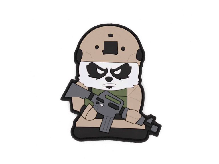 Parche Oso Panda Fusilero PVC 3D Beige táctico con velcro